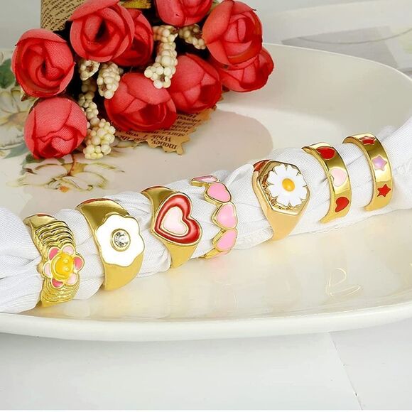 NWT Wool + Pepper Co. Set of Statement Rings (12) - Picture 3 of 5